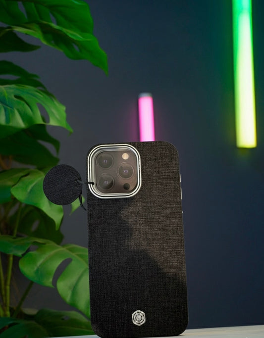 RV79 CASE FOR IPHONE 15 PRO MAX BLACK - كفر قماش اسود للايفون 15 برو ماكس