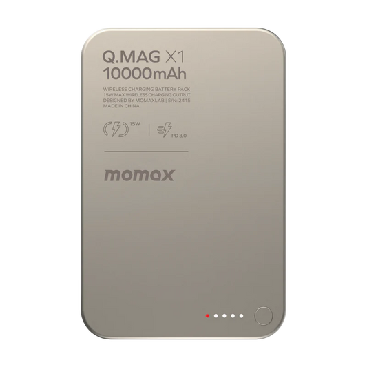 MOMAX Q.MAX X1 10000mAh WIRELESS BATTERY PACK TITANIUM - باوربنك 10000 ملي امبير ماك سيف من موماكس لون تيتانيوم