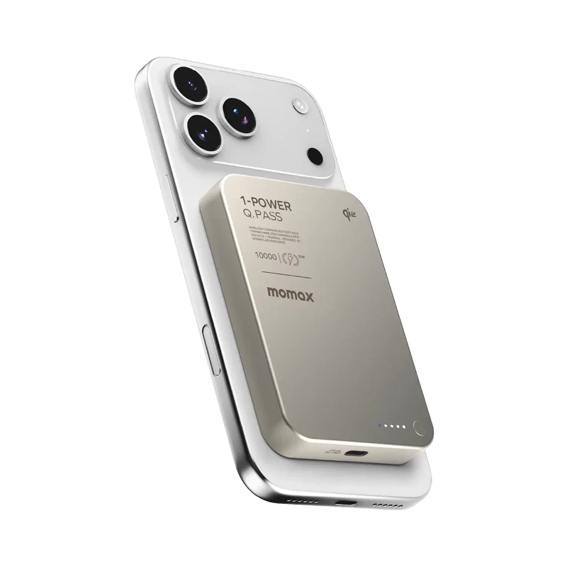 Momax Q.Mag X1 Qi2 Magnetic Wireless Battery Pack 10000mAh Gen 2 Titanium - باوربنك 10000 ملي امبير لاسلكي مغناطيسي الجيل الثاني من موماكس لون تيتانيوم