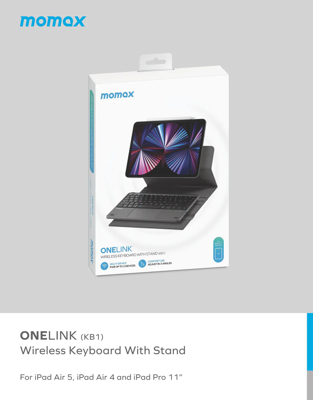 MOMAX ONELINK Wireless Keyboard with Stand KB1 - كيبورد لاسلكي مع ستاند من موماكس
