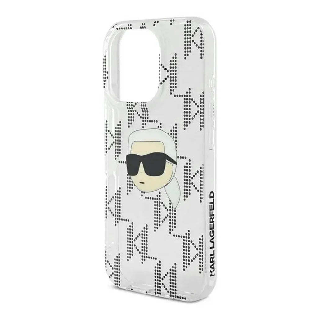Karl Lagerfeld IML Hard Case with Electroplated Karl Head & Monogram Design For iP 16 pro max - كفر للايفون 16 برو ماكس من كارل لاغرفيلد