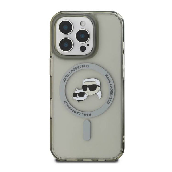 Karl Lagerfeld Magsafe IML Hard Case With Karl & Choupette Head For iPhone 16 Pro Black - كفر ماك سيف للايفون 16 برو من كارل لاغرفيلد اسود