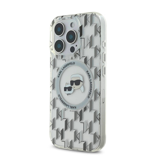 Karl Lagerfeld Magsafe IML Transparent Hard Case with Karl & Choupette Heads For iPhone 16 Pro Max - كفر ماك سيف شفاف للايفون 16 برو ماكس من كارل لاغرفيلد