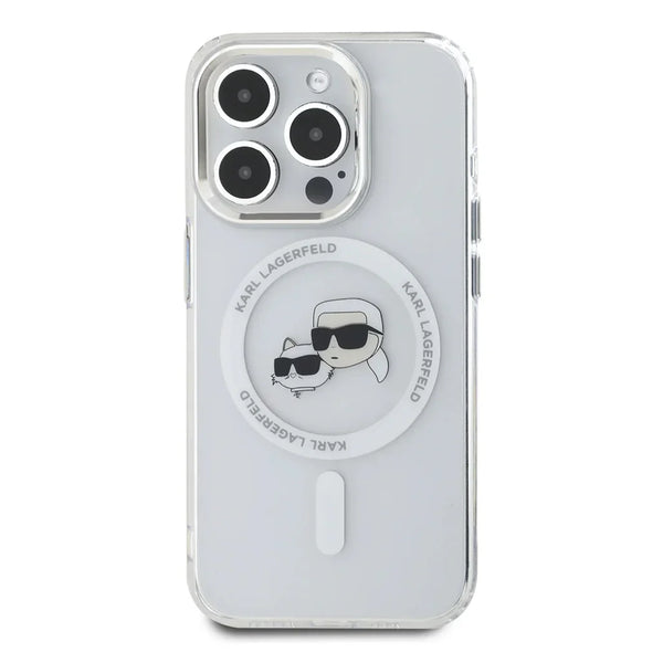 Karl Lagerfeld Magsafe IML Hard Case With Karl & Choupette Head For iPhone 16 Pro-Black