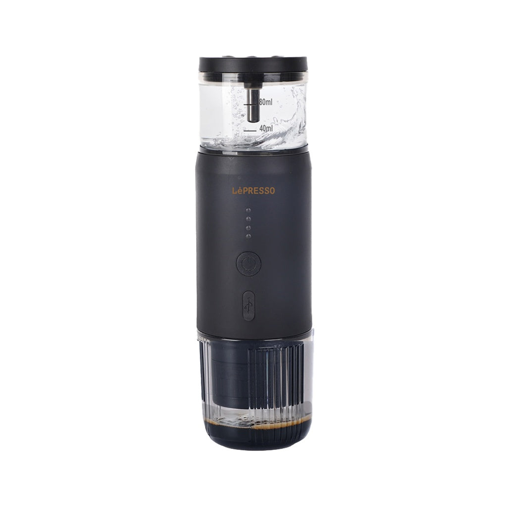 LePresso Portable Espresso Machine With Thermal Meter Black - ماكنة تحضير الاسبريسو المحمولة مع مقياس حرارة من ليبريسو اسود