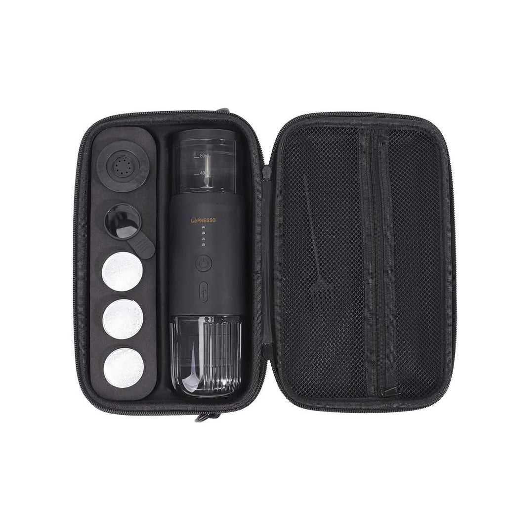 LePresso Portable Espresso Machine With Thermal Meter Black - ماكنة تحضير الاسبريسو المحمولة مع مقياس حرارة من ليبريسو اسود