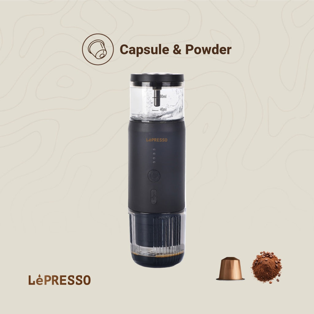 LePresso Portable Espresso Machine With Thermal Meter Black - ماكنة تحضير الاسبريسو المحمولة مع مقياس حرارة من ليبريسو اسود
