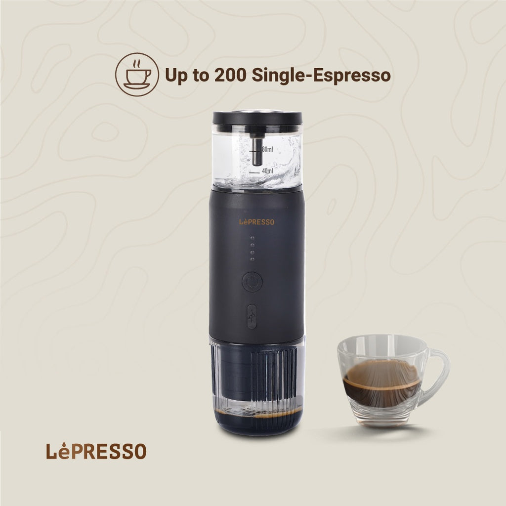 LePresso Portable Espresso Machine With Thermal Meter Black - ماكنة تحضير الاسبريسو المحمولة مع مقياس حرارة من ليبريسو اسود