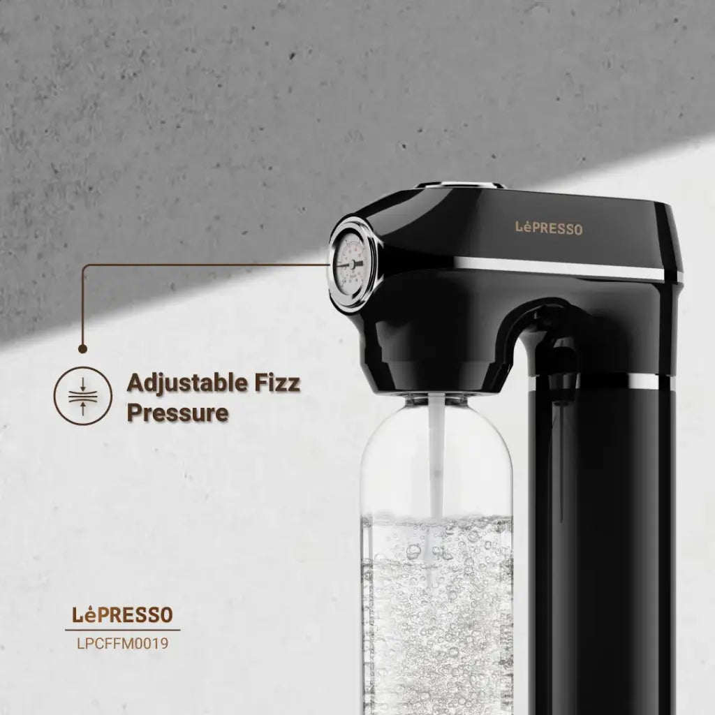 Lepresso Sparkling Water Maker 1L with Pressure Meter - ماكنة صنع المياه الغازية سعة 1 لتر مع مقياس ضغط من ليبريسو (المنتج لايحتوي على قنينة غاز)