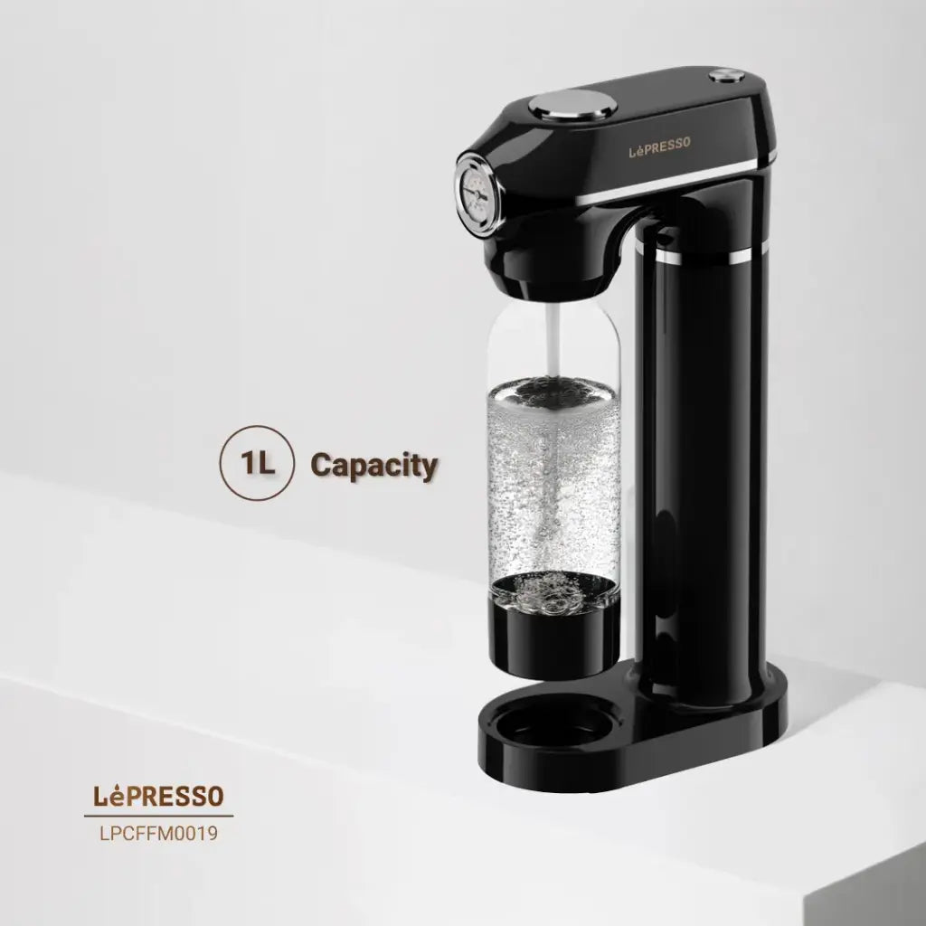 Lepresso Sparkling Water Maker 1L with Pressure Meter - ماكنة صنع المياه الغازية سعة 1 لتر مع مقياس ضغط من ليبريسو (المنتج لايحتوي على قنينة غاز)