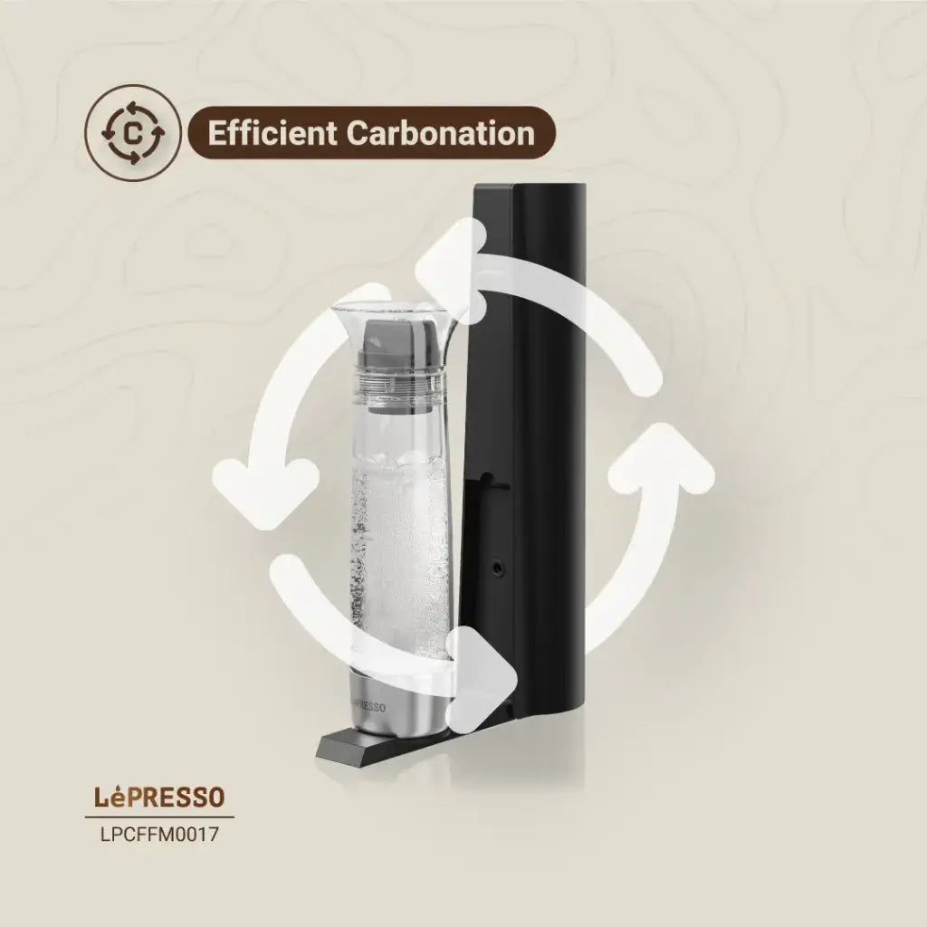 LePresso Sparkling Water Maker With Pressure Release Button  Black - جهاز صنع المياه الغازية مع زر تحرير الضغط من ليبريسو اسود(المنتج لا يتضمن قنينة غاز)