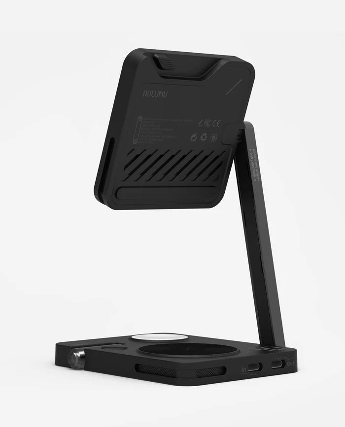 AULUMU M01 FOLDABLE MAGNETIC WIRELESS FAST CHARGER 4IN1 BLACK - شاحن ماك سيف لاسلكي 4 في 1 من اولومو اسود