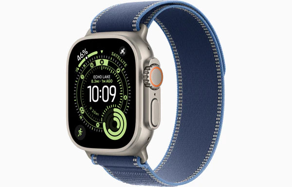 Apple Watch Ultra 3 GPS + Cellular 49mm Natural Titanium Case with Blue/Bright Blue Trail Loop S/M