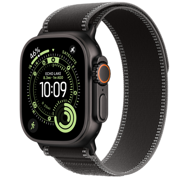 Apple Watch Ultra 3 GPS + Cellular 49mm Black Titanium Case with Black/Charcoal Trail Loop S/M
