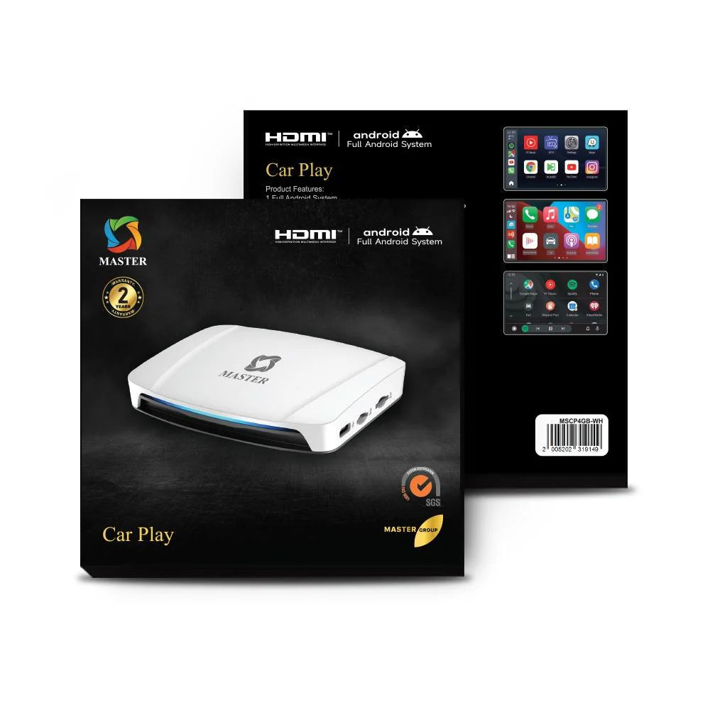 Master Car Play 6 64GB HDMI White - كاربلاي لاسلكي 64 جيجابايت مع منفذ HDMI من ماستر
