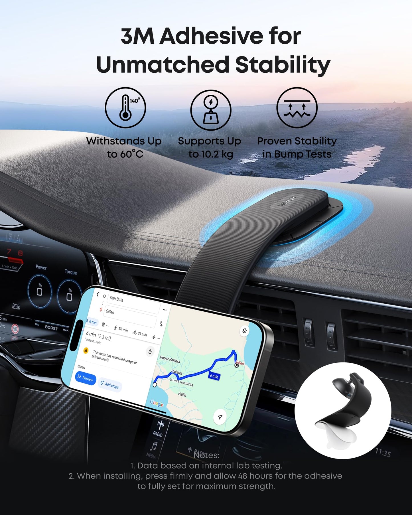 Anker Nano Magnetic Car Mount 360 Black - ستاند سيارة مغناطيسي من انكر اسود