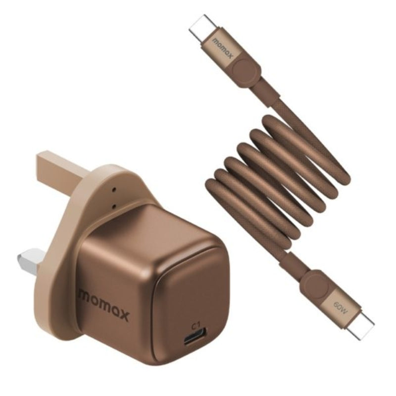 Momax MOMAX BUNDLE SET 30W GAN+60W Cable - شاحن 30 واط مع كيبل تايب سي تايب سي 60 واط من موماكس
