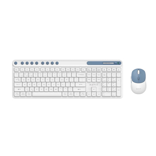 Havit KB271WB Wireless keyboard+mouse combo white+blue - كيبورد وماوس لاسلكيين كومبو من هافيت ابيض وازرق