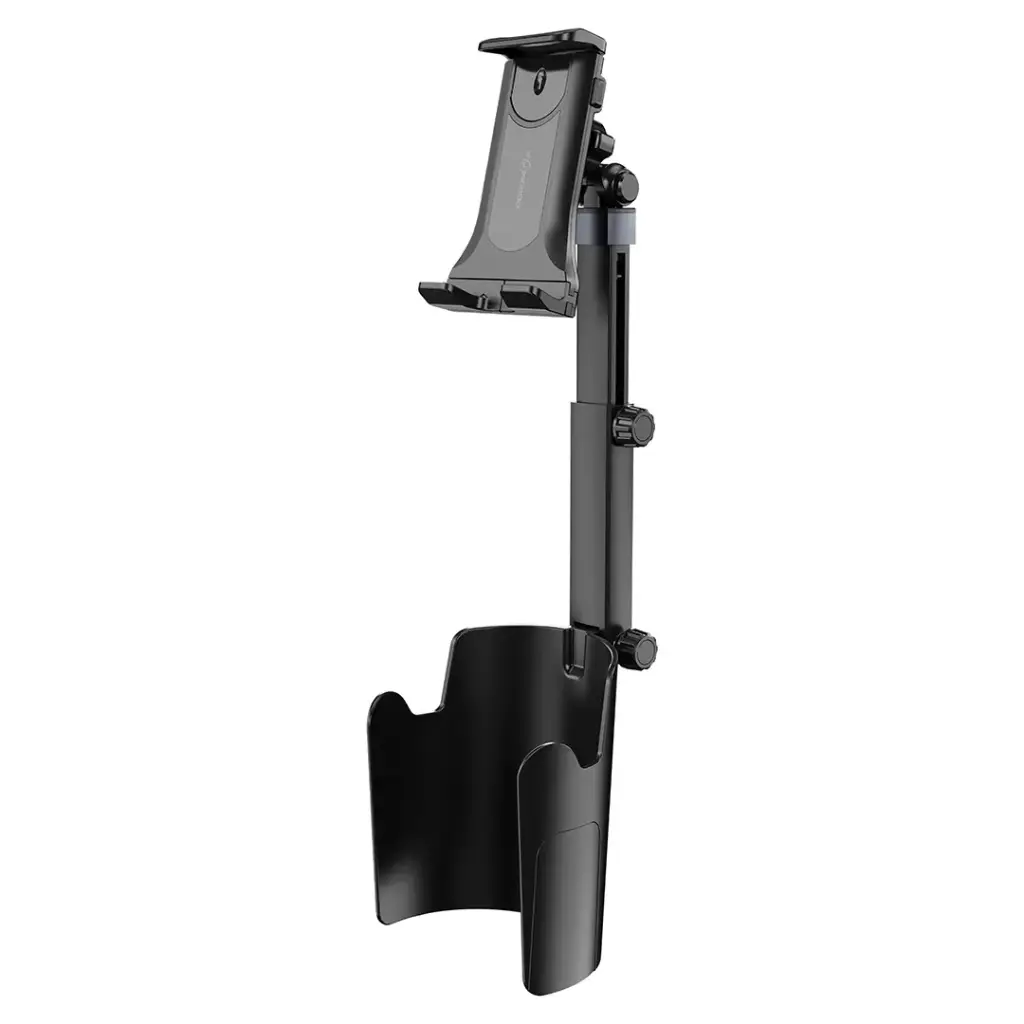 Porodo Blue Car Cup Phone Holder with Extended Length Black - ستاند سيارة مع حامل اكواب من بورودو لون اسود