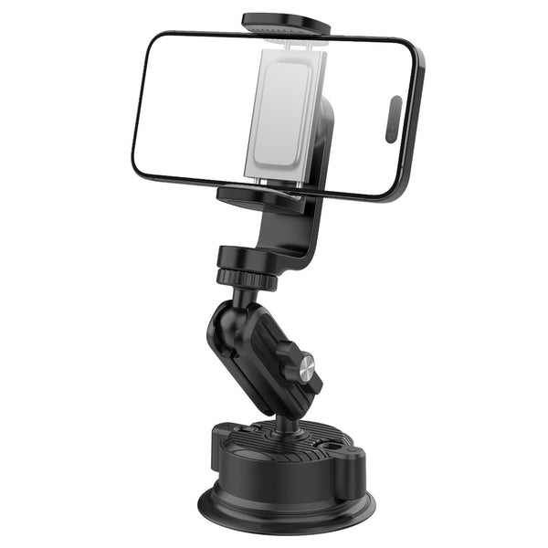 Porodo 3 Way Flexible Phone Mount with Suction Base- Black - ستاند سيارة للهاتف والكاميرا من بورودو