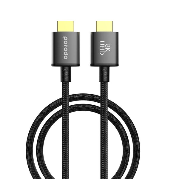 Porodo 8K HMDI PVC Cable 3M Black - كيبل اج دي ام اي 3 متر من بورودو اسود
