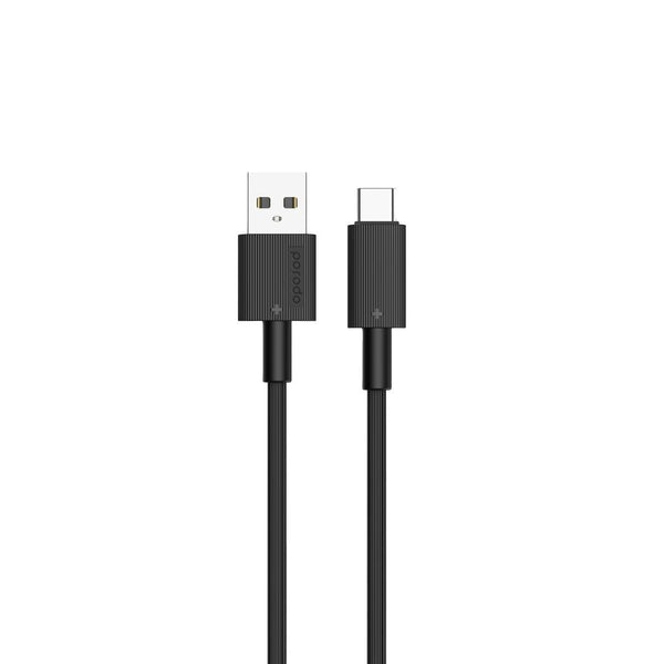 Porodo USB A to C PVC Cable  1.2m Black - كيبل تايب سي من بورودو اسود
