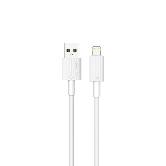 Porodo USB-A To Lightning PVC Cable 1.2m White - كيبل يو اس بي ايفون 1.2 متر من بورودو ابيض