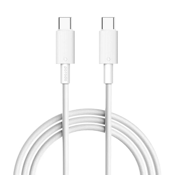 Porodo Type-C to C PVC Cable 3m White - كيبل تايب سي تايب سي 60 واط 3 متر من بورودو ابيض