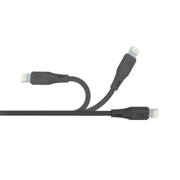 Porodo PVC 3 in 1 Lightning Cable ( 0.6m / 1.2m / 1.8m ) 2.4A Black - كيبل لايتننغ 3 في 1 من بورودو