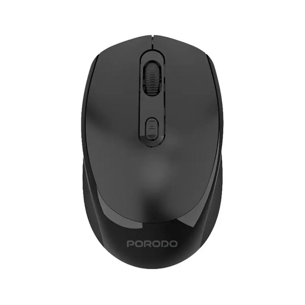 Porodo Wireless Mouse Dual Mode 2.4G+BT Dual Mode-300mAh battery Adjustable 800-1600 DPI Black - ماوس لاسلكي ثنائي الوضع 2.4 جيجاهرتز + بلوتوث ثنائي الوضع بطارية 300 مللي أمبير قابلة للتعديل من بورودو اسود