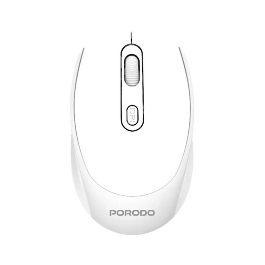 Porodo Wireless Mouse Dual Mode 2.4G+BT Dual Mode-300mAh battery Adjustable 800-1600 DPI white - ماوس لاسلكي ثنائي الوضع 2.4 جيجاهرتز + بلوتوث ثنائي الوضع بطارية 300 مللي أمبير قابلة للتعديل من بورودو ابيض