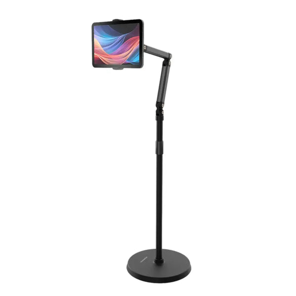 Porodo 360 Rotatable & Adjustable Cantilever Bracket Phone & Tablet Floor Stand 1.65m Black - ستاند ارضي للهاتف والاجهزة اللوحية قابل للدوران والتعديل بطول 1.65 متر من بورودو اسود