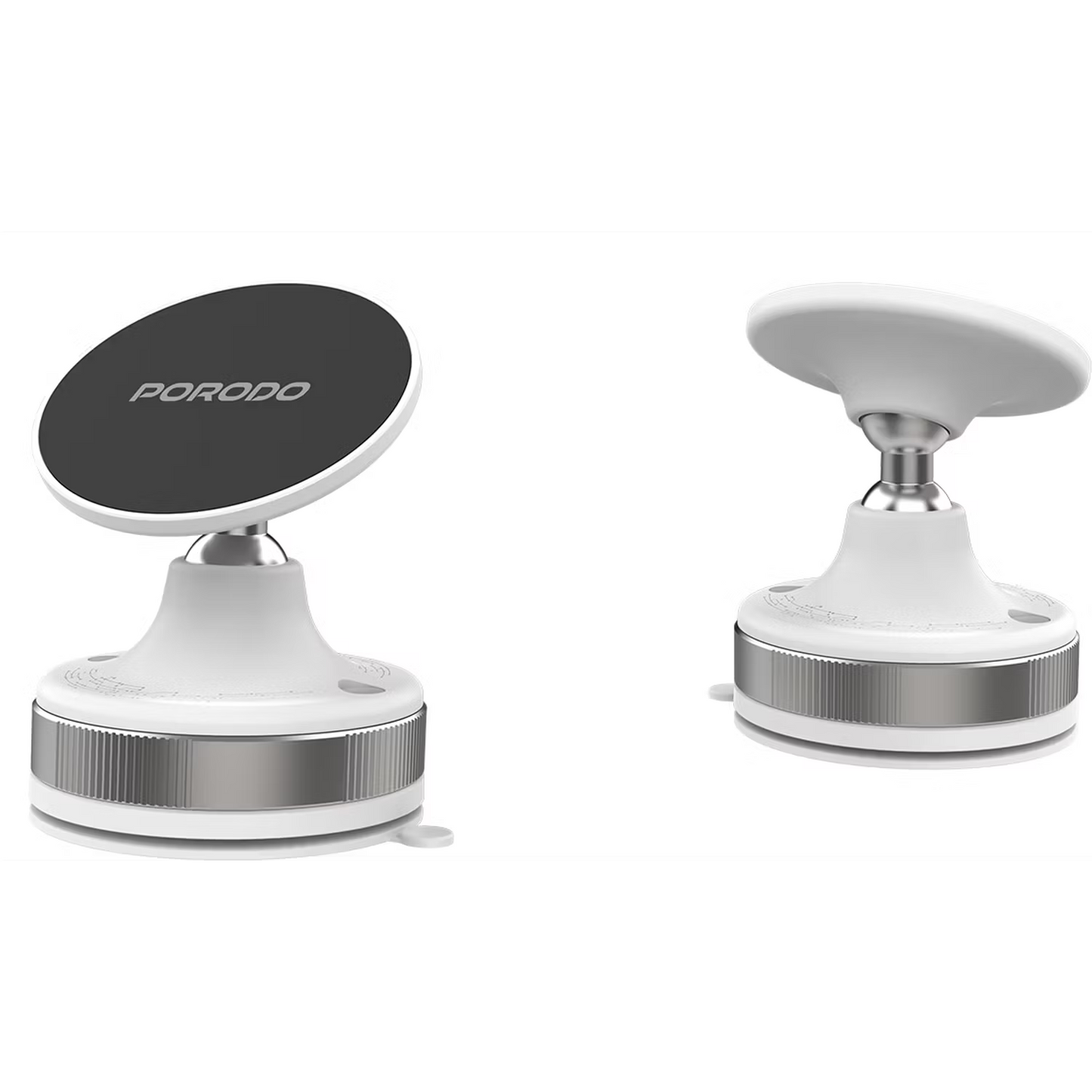 Porodo 360 Rotatable Adjustable Magnetic Vacuum Suction Holder White - ستاند سيارة بالشفط المغناطيسي قابل للتعديل دوار 360 من بورودو