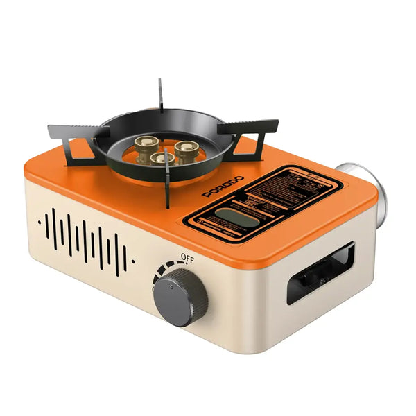 Porodo Lifetsyle 3200W Portable Burner Gas Stove Orange/Beige - طباخ غاز محمول بقوة 3200 واط للسفر والتخييم من بورودو