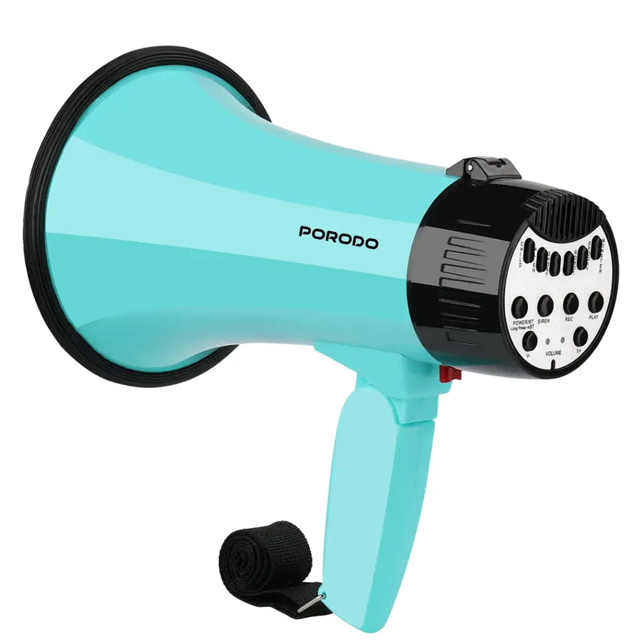 Porodo Lifestyle 30W Siren Bluetooth Recorder Megaphone with 6 Voice Modes Sky Blue - سبيكر بلوتوث 30 واط مع 6 أوضاع صوتية من بورودو