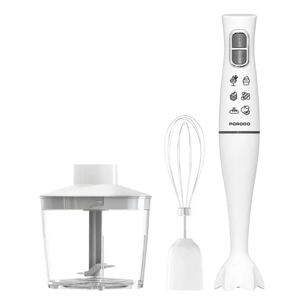 Porodo Lifestyle 300W Light Suction Hand Blender White - خلاط يدوي ومفرمة وخافق متعدد الوظائف 300 واط من بورودو ابيض