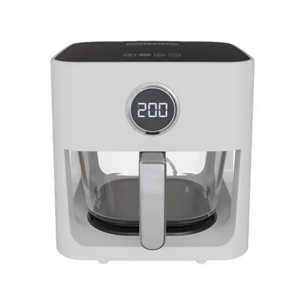 Porodo Lifestyle 5L Touch Swivel Air Fryer with Panoramic Glass View White - قلاية هوائية لايف ستايل دوارة تعمل باللمس سعة 5 لتر مع رؤية بانورامية زجاجية من بورودو ابيض