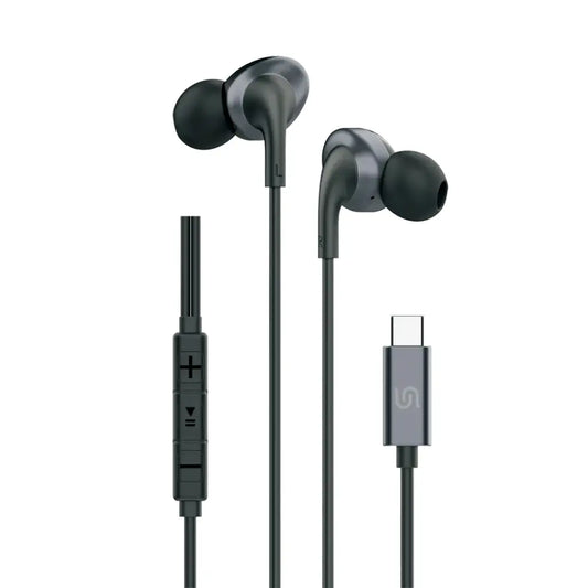 Porodo Soundtec Metal Earphones 10mm Type C Black - سماعات تايب سي سلكية 10 ملم من بورودو اسود