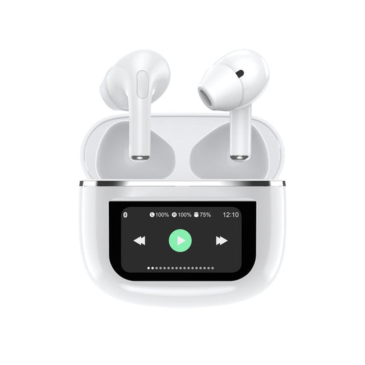 Porodo Soundtec Wonder TWS Earphone with Touch Screen White - سماعات بلوتوث مع شاشة لمس من بورودو ابيض