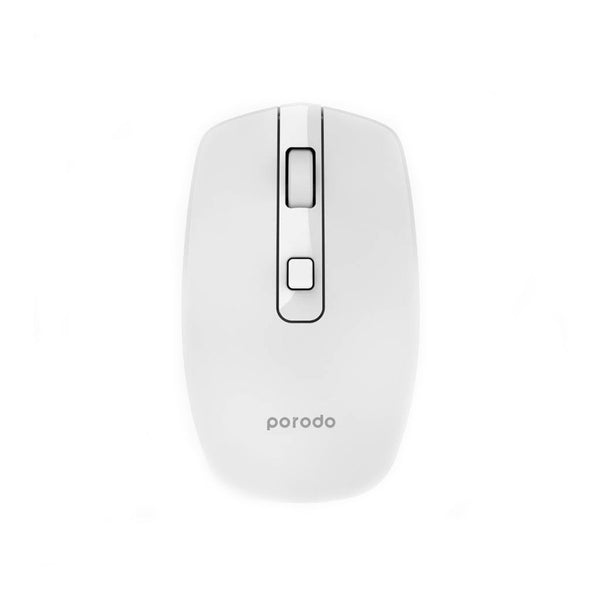 Porodo 2.4G Wireless and Bluetooth Rechargeable Mouse DPI 1600 White - ماوس بلوتوث ولاسلكي من بورودو ابيض