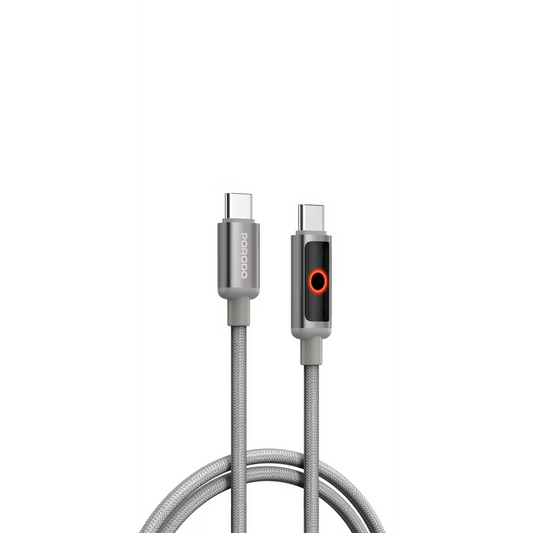 Porodo ChargeLite USB-C To USB-C High-Speed Charging Cable Grey - كيبل تايب سي تايب سي 60 واط من بورودو