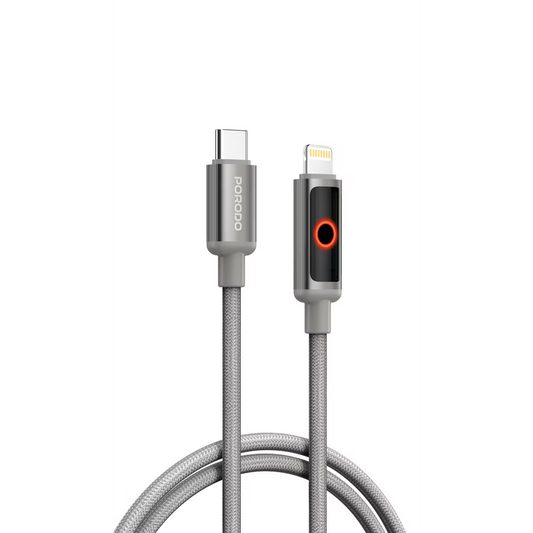 Porodo ChargeLite USB-C To Lightning High-Speed Charging Cable Grey - كيبل تايب سي ايفون 30 واط من بورودو