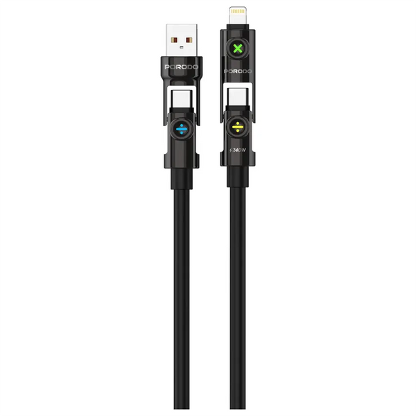 Porodo Powerglow 4-In-1 High-Speed Charging Cable - كيبل 240 واط  4 في 1 من بورودو