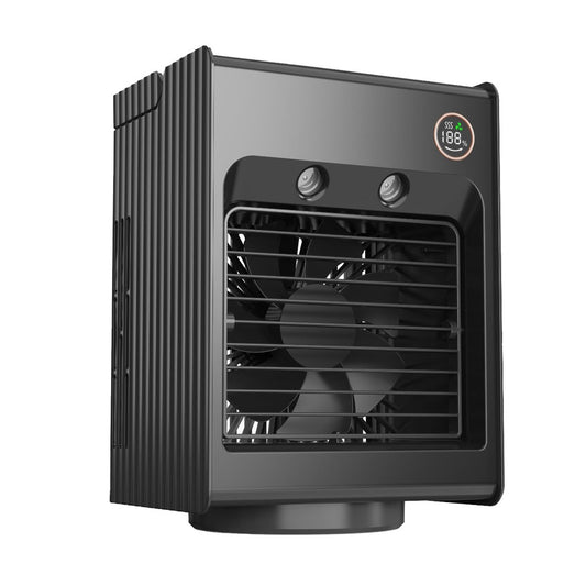 Porodo Lifestyle Air & Mist Misting Air Cooling Fan Black - مروحة تبريد الهواء بالرذاذ مع اضاءة ليلية من بورودو لايف ستايل لون اسود