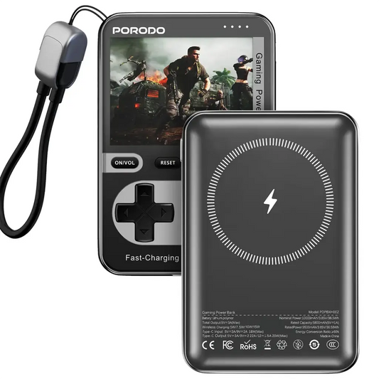 Porodo Gaming Arcadevolt 10000mAh MagSafe POWERBANK Black - باوربنك 10000 ملي امبير للالعاب ماك سيف من بورودو اسود