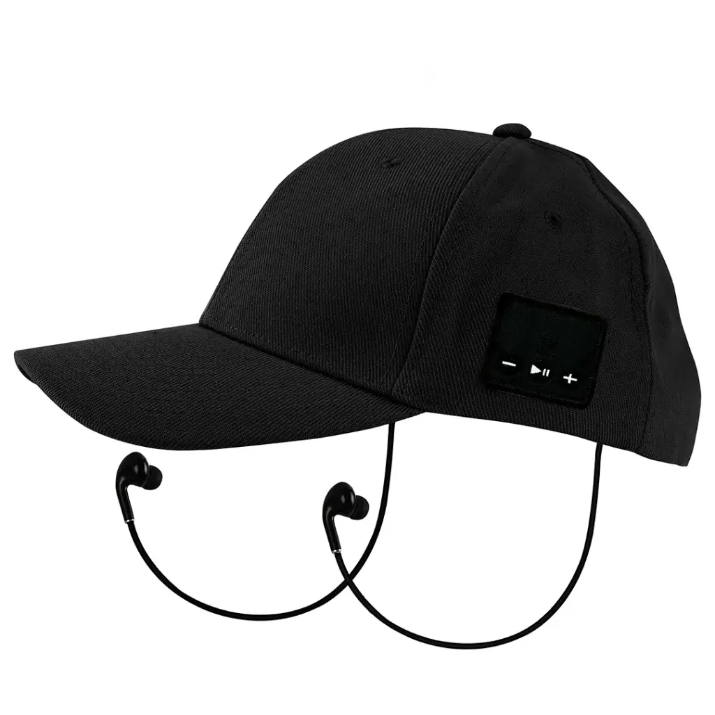 Porodo Soundtec Music Hat and BT Earbud 2 in 1 Black - قبعة موسيقية مع سماعات بلوتوث مدمجة 2 في 1 من بورودو اسود