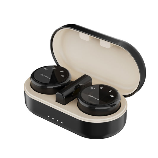 Porodo Wireless Microphone Dual Mic with Charging Case Black - نك مايك لاسلكي مزدوج مع علبة شحن من بورودو اسود