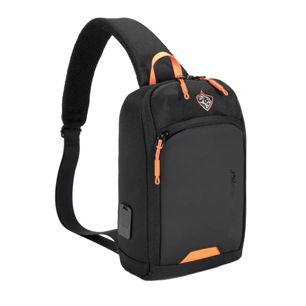 Porodo Gaming Water-Resistant PU Side Bag with USB-C Port Black -حقيبة رياضية جانبية مقاومة للماء مع منفذ شحن تايب سي من بورودو اسود