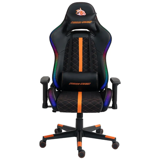 Porodo Gaming Ergonomic RGB Gaming Chair With Molded Foam Seat & 2D Armrest Black - كرسي الالعاب مزود بمقعد من الإسفنج المصبوب ومسند ذراع ثنائي الأبعاد و مكبرات صوت مدمجة من بورودو