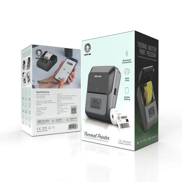 Green Lion Thermal Printer - طابعة حرارية مقاس 15-50 ملم عرض الملصق من كرين